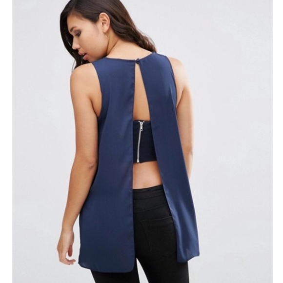 Blue Wrap Front Bandeau Top - Picture 5 of 6